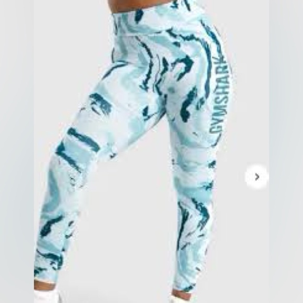 2 FOR $25Gymshark Blue Tie Dye Leggings Waist Support Power Gym Butt Scrunch XS